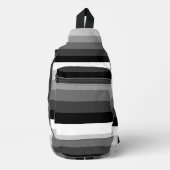 Sling Bag - Black White Grey Stripes スリングバッグ (正面)