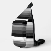 Sling Bag - Black White Grey Stripes スリングバッグ (右コーナー)