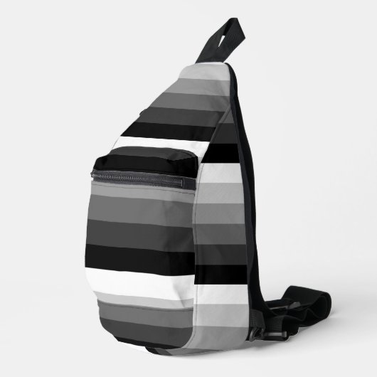 Sling Bag - Black White Grey Stripes スリングバッグ (右コーナー)