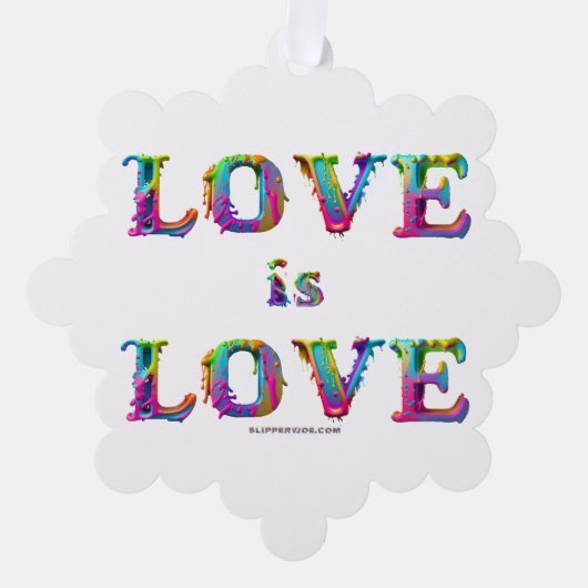 Slipperyジョーの愛は愛スプレー絵を描ゲイプライドc オーナメントカード (正面)