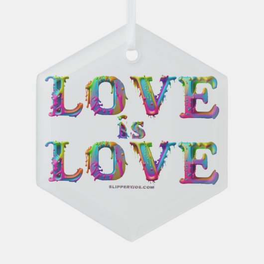 Slipperyジョーの愛は愛スプレー絵を描ゲイプライドc ガラスオーナメント (正面)