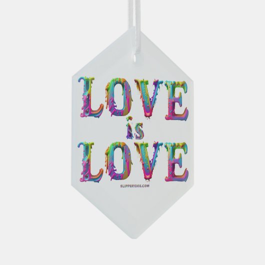 Slipperyジョーの愛は愛スプレー絵を描ゲイプライドc ガラスオーナメント (正面右)