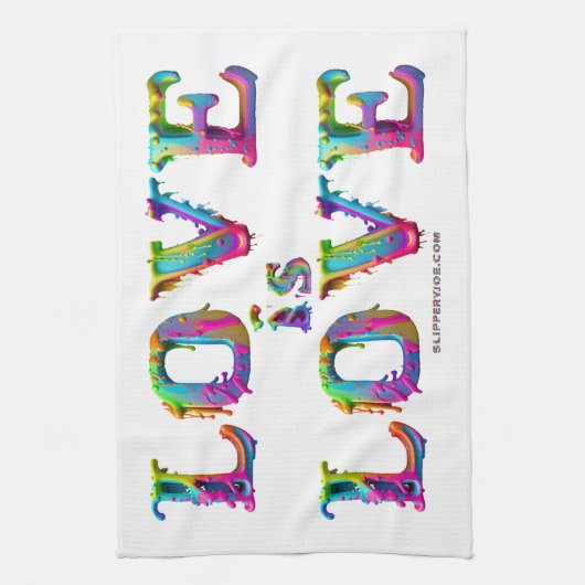 Slipperyジョーの愛は愛スプレー絵を描ゲイプライドc キッチンタオル (縦)