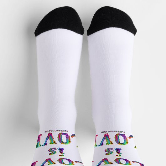 Slipperyジョーの愛は愛スプレー絵を描ゲイプライドc ソックス (上部)