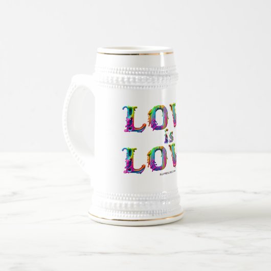 Slipperyジョーの愛は愛スプレー絵を描ゲイプライドc ビールジョッキ (正面左)