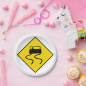 Slippery Road Sign Paper Plates ペーパープレート (パーティー)