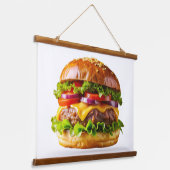 SlipperyJoeのとろけるチーズバーガー パリパリのバ 吊り下げ型タペストリー (傾斜あり)