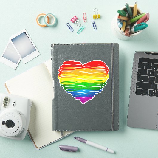 SlipperyJoeのにじいろハートの落書き渦巻き シール (iPadカバー)