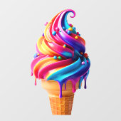 SlipperyJoeのアイス鮮やかクリームコーン食品クラシック ウィンドウサイン (シート)