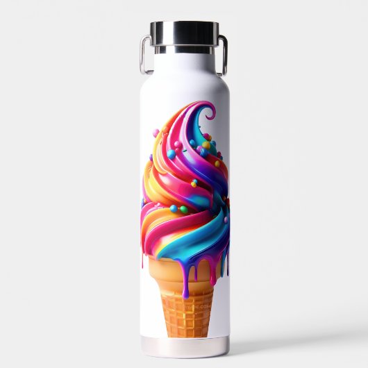 SlipperyJoeのアイス鮮やかクリームコーン食品クラシック ウォーターボトル (正面)