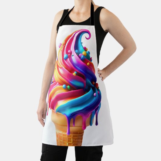 SlipperyJoeのアイス鮮やかクリームコーン食品クラシック エプロン (インサイチュ)