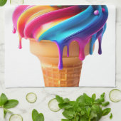 SlipperyJoeのアイス鮮やかクリームコーン食品クラシック キッチンタオル (折り畳み)