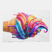 SlipperyJoeのアイス鮮やかクリームコーン食品クラシック キッチンタオル (横)