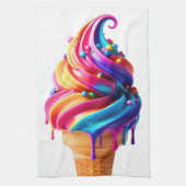 SlipperyJoeのアイス鮮やかクリームコーン食品クラシック キッチンタオル (縦)