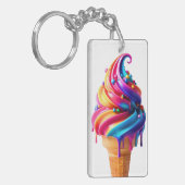 SlipperyJoeのアイス鮮やかクリームコーン食品クラシック キーホルダー (正面左)