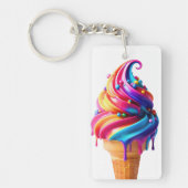 SlipperyJoeのアイス鮮やかクリームコーン食品クラシック キーホルダー (正面)