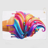 SlipperyJoeのアイス鮮やかクリームコーン食品クラシック ゴルフタオル (横)