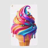 SlipperyJoeのアイス鮮やかクリームコーン食品クラシック ゴルフタオル (正面)