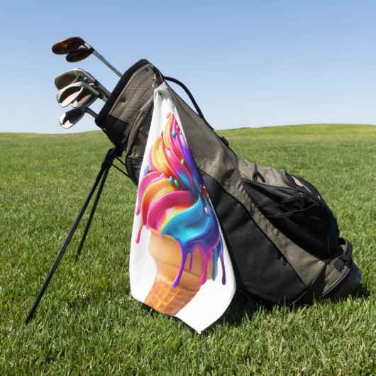 SlipperyJoeのアイス鮮やかクリームコーン食品クラシック ゴルフタオル (グリーン)