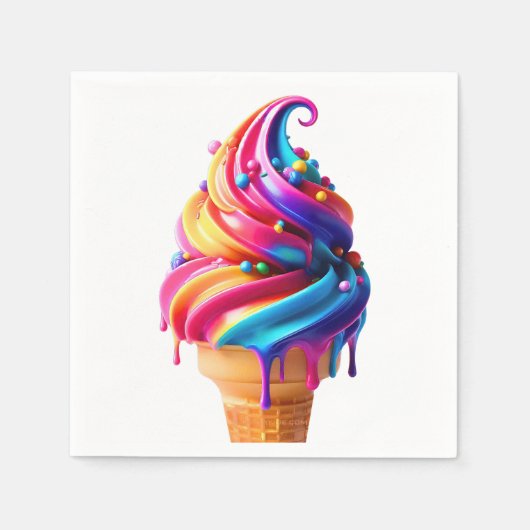 SlipperyJoeのアイス鮮やかクリームコーン食品クラシック スタンダードカクテルナプキン (正面)