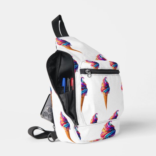 SlipperyJoeのアイス鮮やかクリームコーン食品クラシック スリングバッグ (見開き)