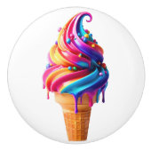 SlipperyJoeのアイス鮮やかクリームコーン食品クラシック セラミックノブ (正面)