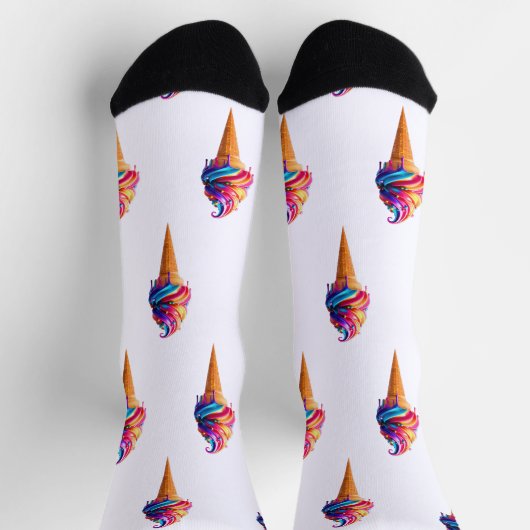 SlipperyJoeのアイス鮮やかクリームコーン食品クラシック ソックス (上部)