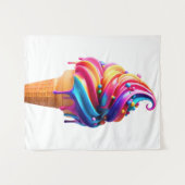 SlipperyJoeのアイス鮮やかクリームコーン食品クラシック タペストリー (正面(横))