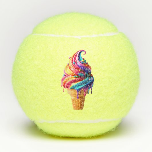SlipperyJoeのアイス鮮やかクリームコーン食品クラシック テニスボール (正面)