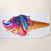 SlipperyJoeのアイス鮮やかクリームコーン食品クラシック ビーチタオル (正面)