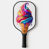 SlipperyJoeのアイス鮮やかクリームコーン食品クラシック ピックルボールラケット (裏面)