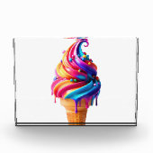 SlipperyJoeのアイス鮮やかクリームコーン食品クラシック フォトブロック (正面)