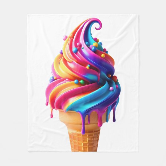 SlipperyJoeのアイス鮮やかクリームコーン食品クラシック フリースブランケット (正面)