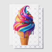 SlipperyJoeのアイス鮮やかクリームコーン食品クラシック ベラム紙招待状 (オフセット (招待状))