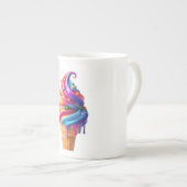 SlipperyJoeのアイス鮮やかクリームコーン食品クラシック ボーンチャイナマグカップ (正面右)