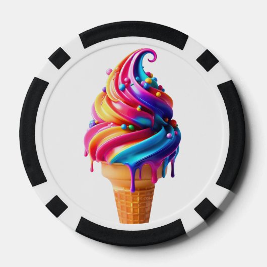SlipperyJoeのアイス鮮やかクリームコーン食品クラシック ポーカーチップ (裏面)