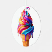 SlipperyJoeのアイス鮮やかクリームコーン食品クラシック メタルオーナメント (正面左)