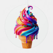 SlipperyJoeのアイス鮮やかクリームコーン食品クラシック メタルオーナメント (正面)