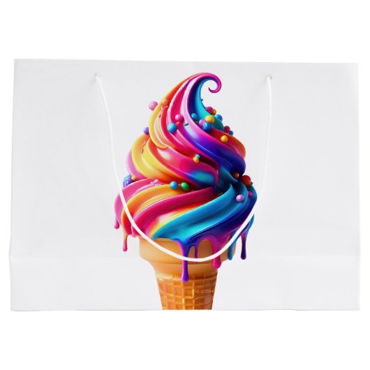 SlipperyJoeのアイス鮮やかクリームコーン食品クラシック ラージペーパーバッグ (裏面)