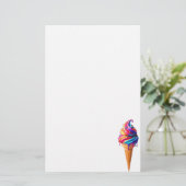 SlipperyJoeのアイス鮮やかクリームコーン食品クラシック 便箋 (スタンド正面)