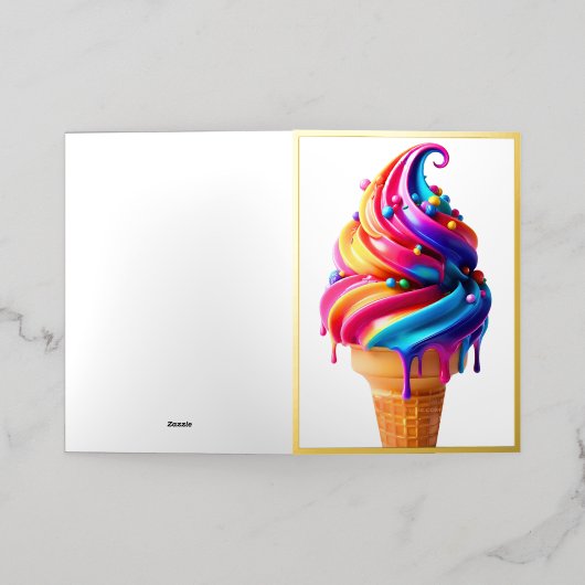 SlipperyJoeのアイス鮮やかクリームコーン食品クラシック 箔シーズンカード (外側レイダウン)