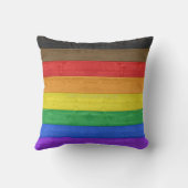 SlipperyJoeのインクルーシブなゲイプライド国旗の木版 クッション (裏面)