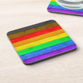 SlipperyJoeのインクルーシブなゲイプライド国旗の木版 コースター (左側)