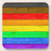 SlipperyJoeのインクルーシブなゲイプライド国旗の木版 コースター (正面)