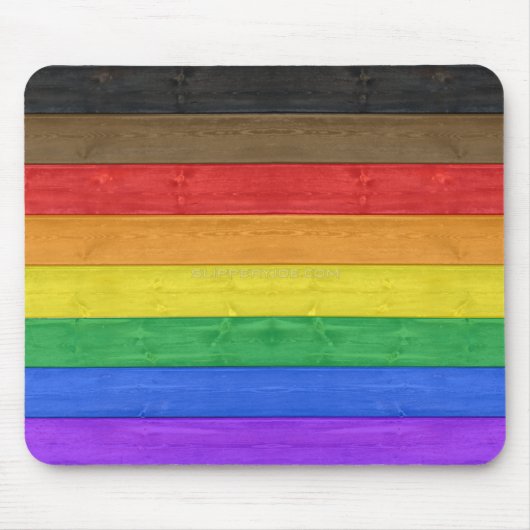 SlipperyJoeのインクルーシブなゲイプライド国旗の木版 マウスパッド (正面)