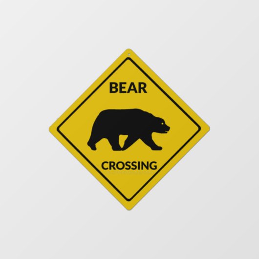SlipperyJoeのクマのクロッシングのサインはシルエットw ウィンドウサイン (シート)