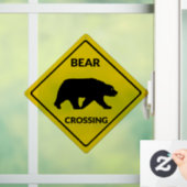 SlipperyJoeのクマのクロッシングのサインはシルエットw ウィンドウサイン (ホーム)