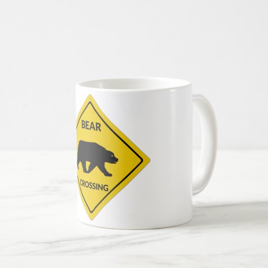 SlipperyJoeのクマのクロッシングのサインはシルエットw コーヒーマグカップ (正面右)