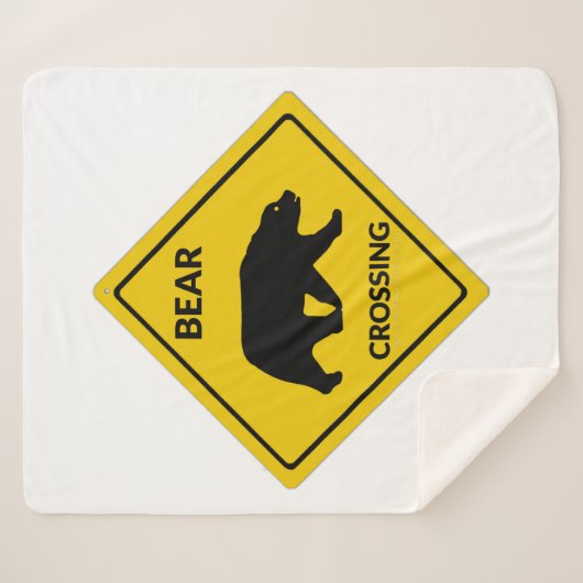 SlipperyJoeのクマのクロッシングのサインはシルエットw シェルパブランケット (正面(横))