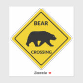 SlipperyJoeのクマのクロッシングのサインはシルエットw シール (シート)